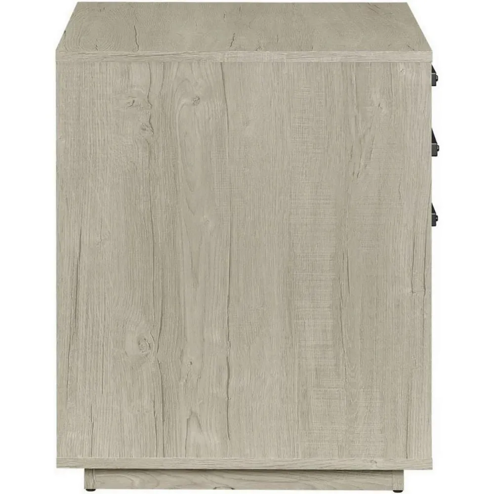 25 Inch Slim File Cabinet, 3 Gliding Drawers, Whitewashed Gray Wood Frame By Casagear Home