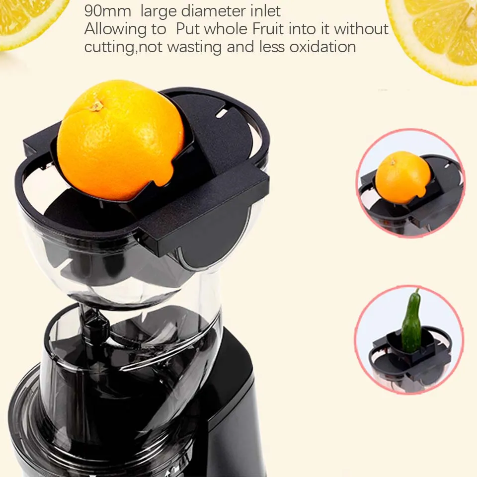 250w powerful 90mm large  diameter wide mouth Fruit nutrition slow juicer Fruit Vegetable Tools Multifunctional  Fruit Squeezer