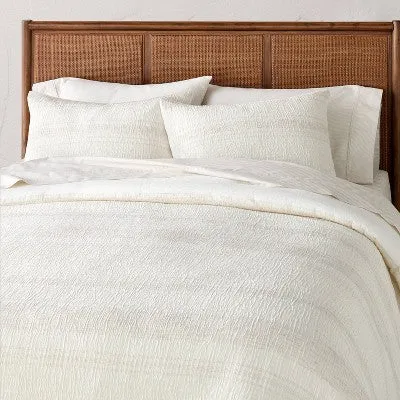 3pc Full/Queen Heather Stripe Comforter Bedding Set Twilight Taupe - Hearth & Hand with Magnolia