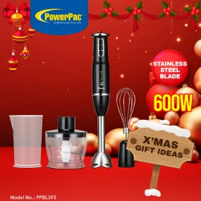 4in1 Hand Blender Set with Stainless Steel Blade 600W  (PPBL393)