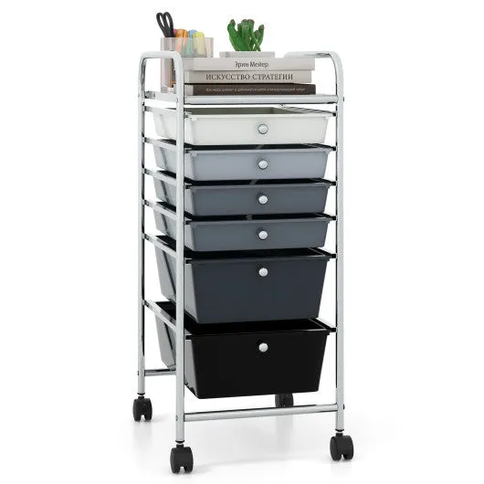 6 Drawers Rolling Storage Cart Organizer-Mixed Black