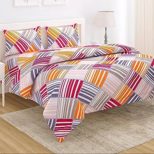 AC Comforter and Bedding Set for Double Bed, Multicolor Rhombus Stripes