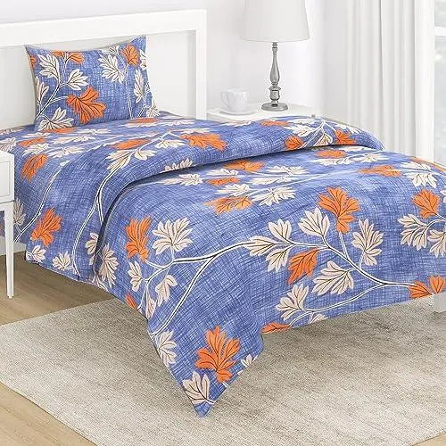 AC Comforter and Bedding Set for Single Bed, Carolina Blue Budding Leaves