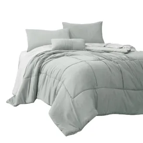 Alice 8 Piece California King Comforter Set, Light Gray By The Urban Port By Casagear Home