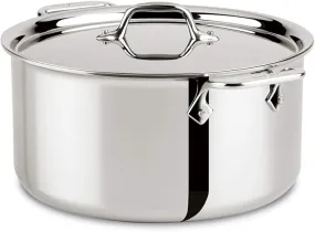 All-Clad D3 3-Ply Stainless Steel Stockpot 8 Quart Induction Oven Broiler Safe 600F Pots and Pans, Cookware Silver