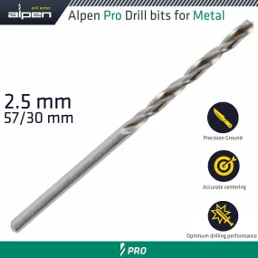 ALPEN ALPEN PRO HSS 2.5MM DRILL DIN 338 RN 135 SPLIT POINT PLASTIC WALLET  ( ALP1840025