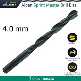 ALPEN HSS SPRINT MASTER 4MM X1 61504 SLEEVED DIN338 ALPEN DRILL BIT ALP61404-1