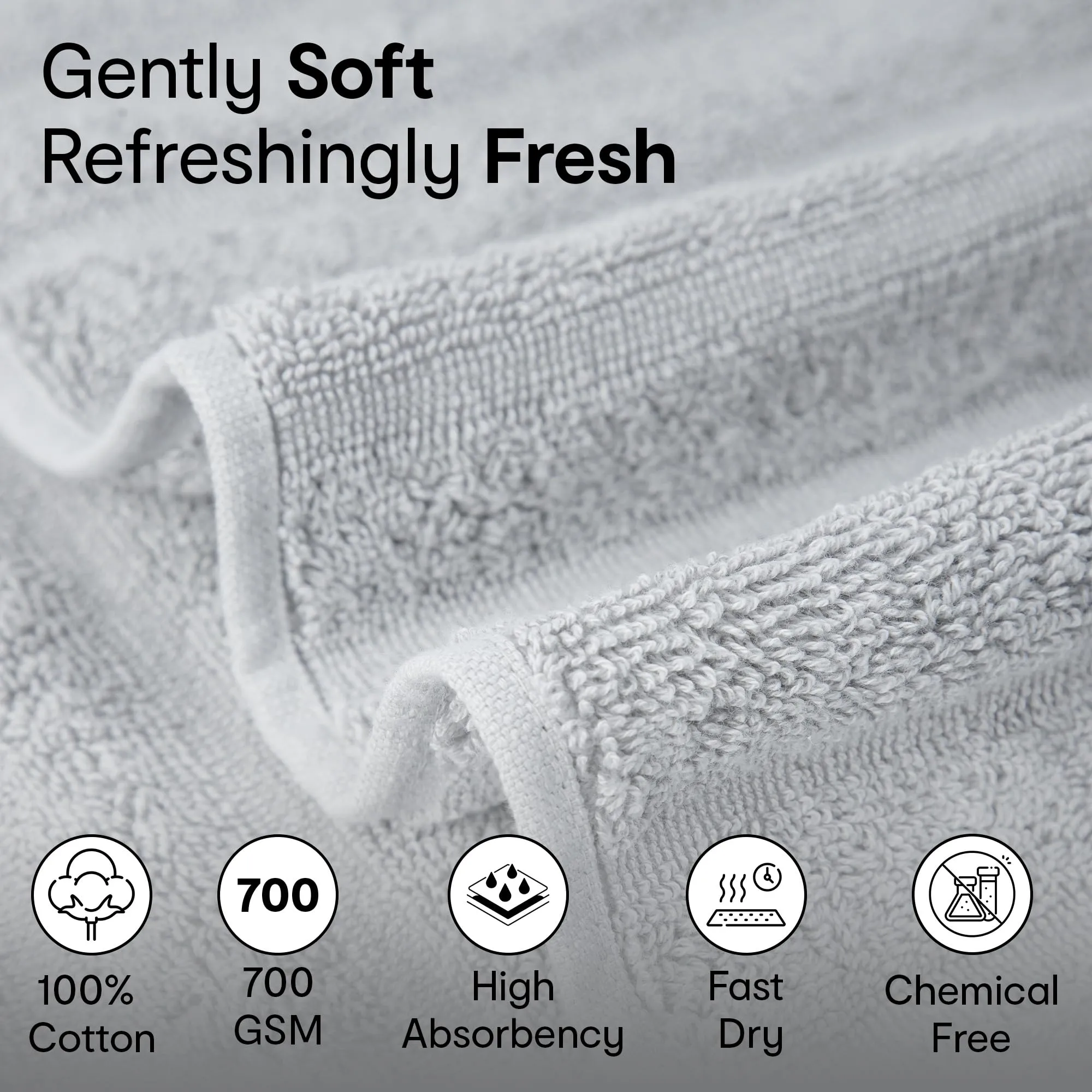 Anko Australia 100% Cotton 700 GSM XL Ribbed Bath Towel | Set of 1 | Super-Soft, Absorbent, Quick-Drying | Grey Towel for Men, Women & Kids | 150x75 cm |Travel, Gym, Spa Towel