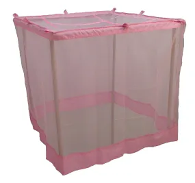 Ans Mosquito net Fine Polycotton net Pink with Cotton Border (Pink, 6.5x6.5 ft King Size Bed)