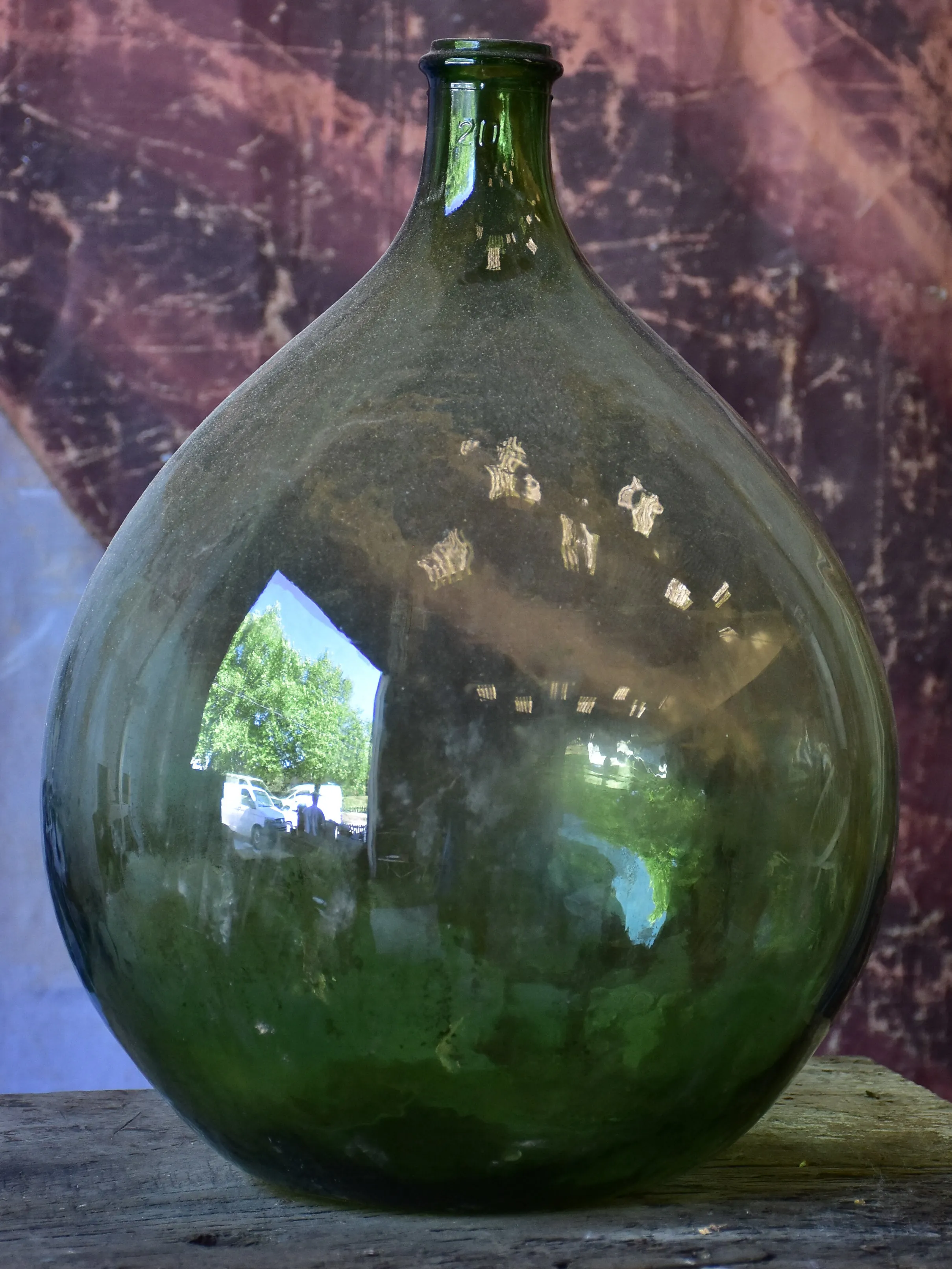 Antique French demijohn - green glass