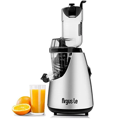 Argus Le Slow Masticating Juicer 3"inches Wide Feed Chute Easy Cleansing Cold Press Juicer Extractor Fruits and Vegetables Low Speed Juicer - Unique 3 in 1 Auger Technology