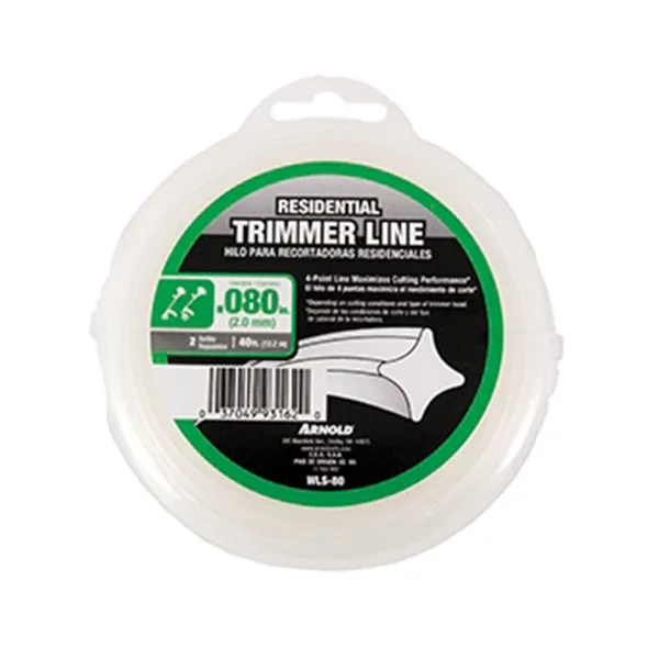 ARNOLD WLS-80 Trimmer Line, 0.080 in Dia, 40 ft L, Nylon