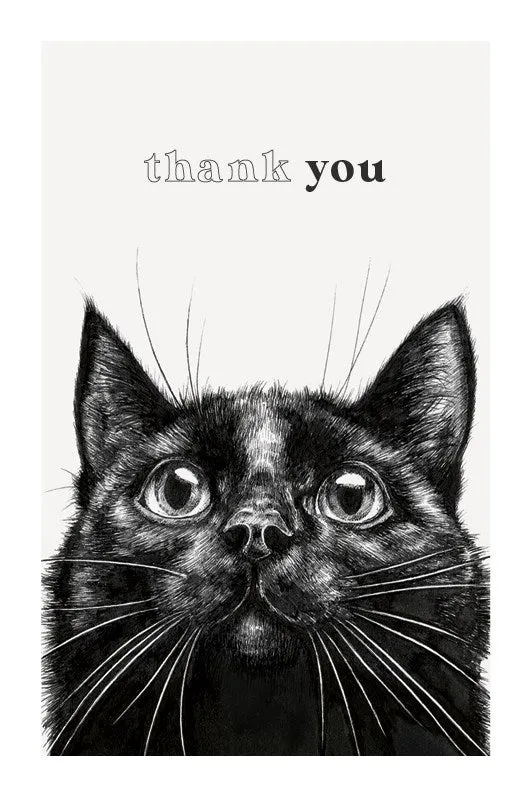 Artfile 10 Notecards - Black cat thank you cards