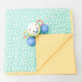 Baby Comforters Green with Yellow Small Flower Design.