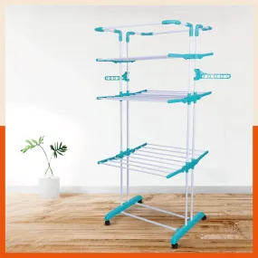 Bathla Mobidry Giga - Extra-Large 4 Level Alloy Steel Modular Cloth Drying Stand for Home (Blue)