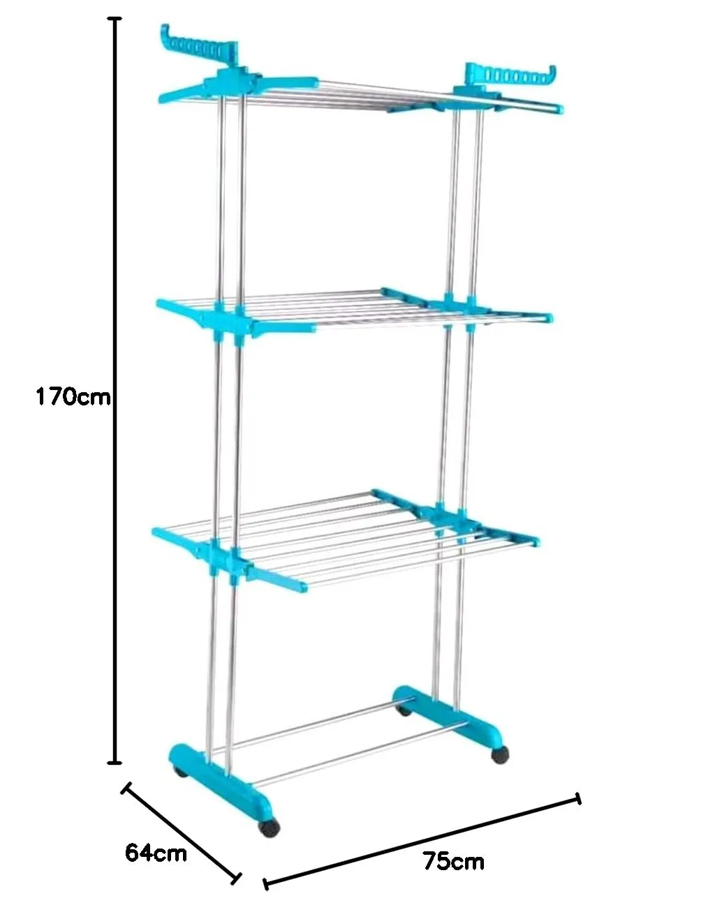 Bathla Mobidry Giga - Extra-Large 4 Level Alloy Steel Modular Cloth Drying Stand for Home (Blue)