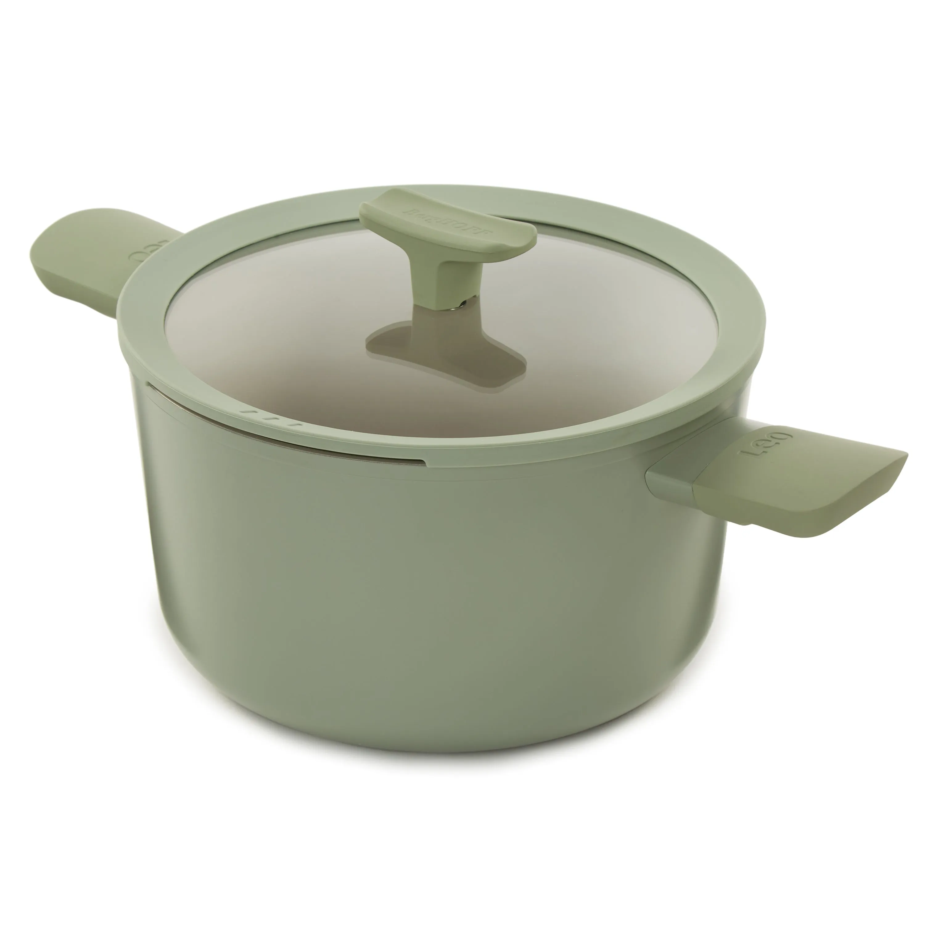 BergHOFF Balance Nonstick Ceramic Stockpot 10", 4.6qt. With Glass Lid, Recycled Aluminum, Sage