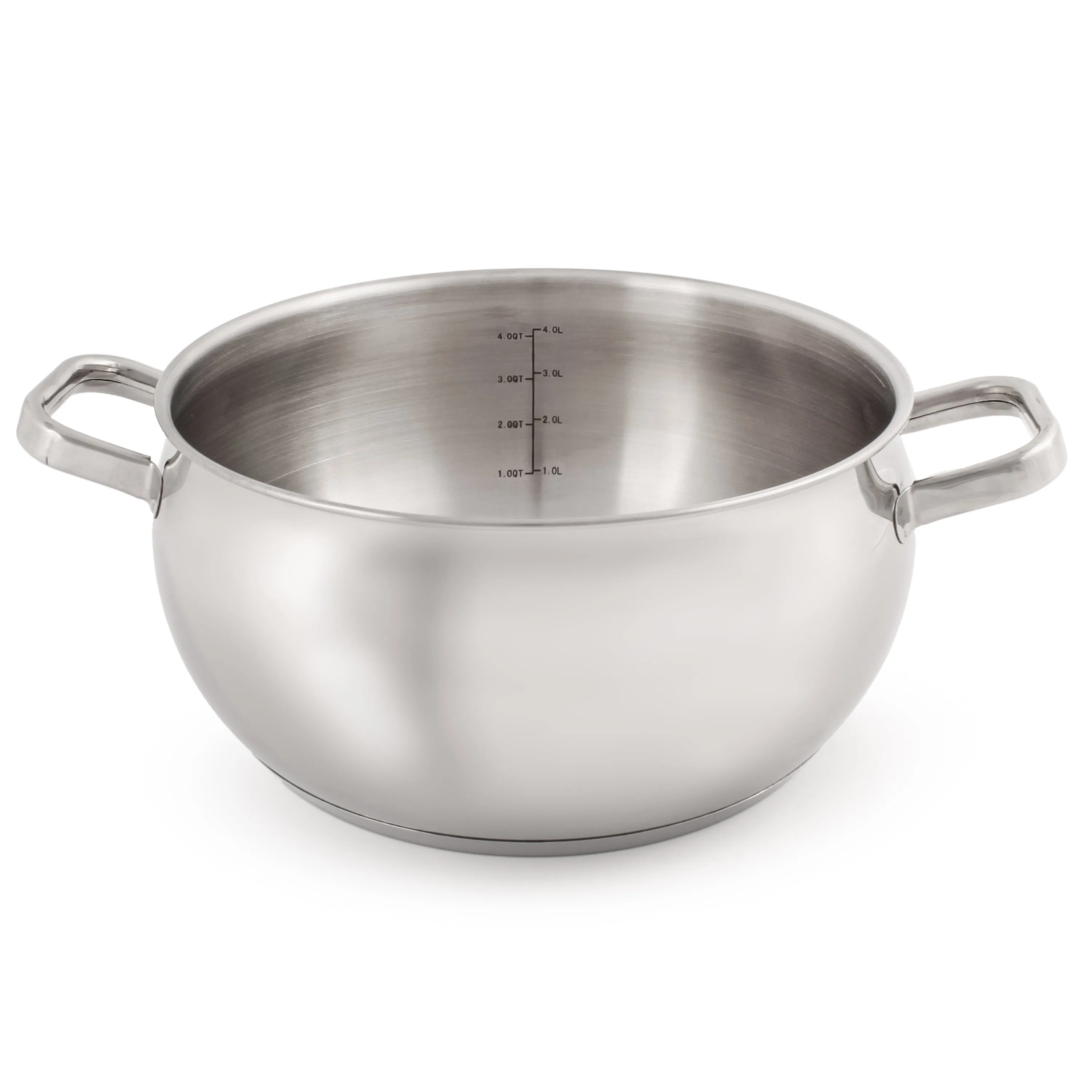 BergHOFF Belly Shape 18/10 Stainless Steel 9.5" Stock Pot with Glass Lid, 5.5qt.