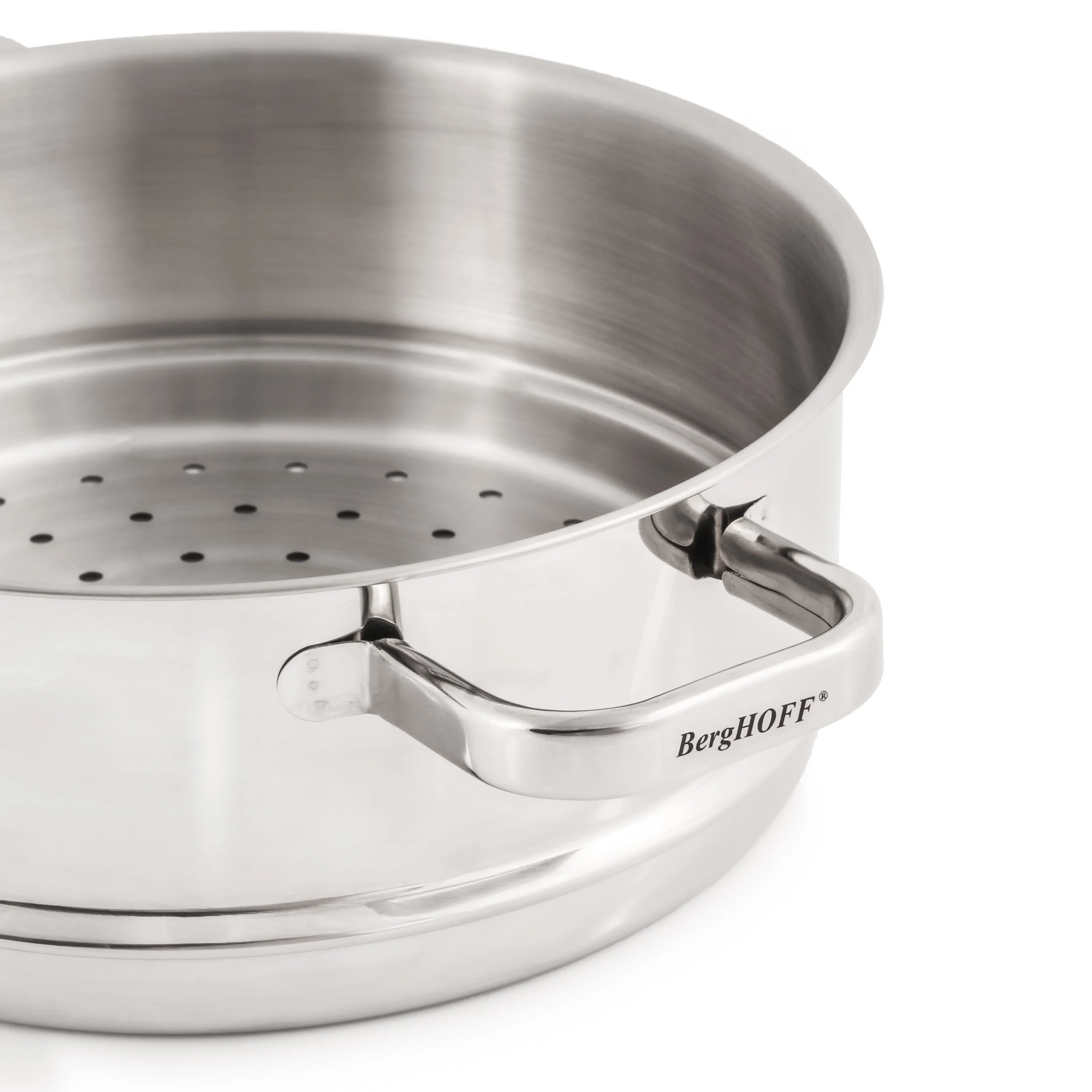 BergHOFF Belly Shape 3pc 18/10 Stainless Steel Steamer Set with Glass Lid