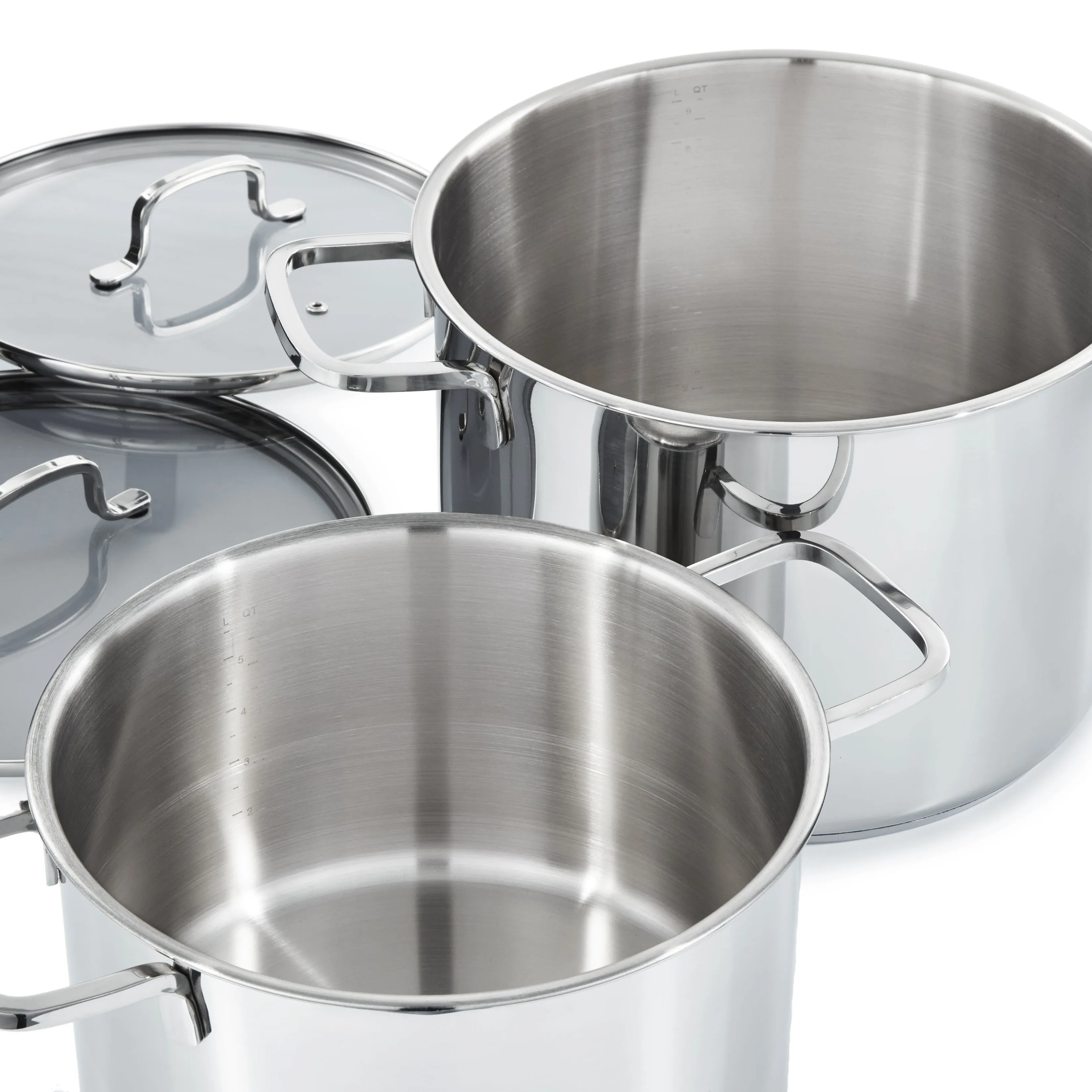 BergHOFF DiNA Helix 4pc Recycled 18/10 Stainless Steel Stockpot Set, Glass Lids