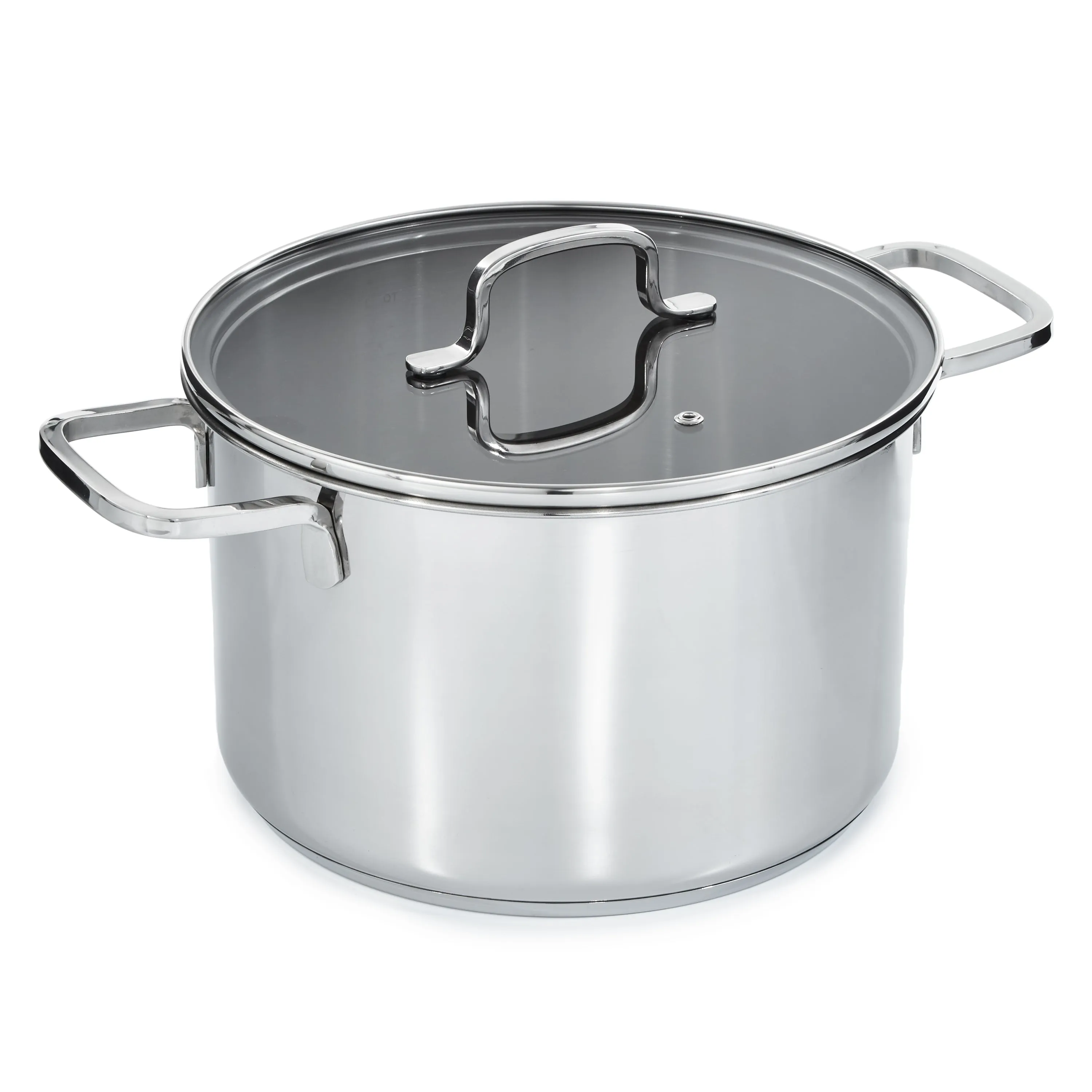 BergHOFF DiNA Helix Recycled 18/10 Stainless Steel 10" Stockpot 7qt., Glass Lid