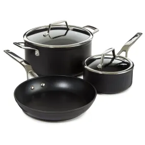 BergHOFF Essentials 5Pc Nonstick Hard Anodized Cookware Starter Set With Glass lid, Black