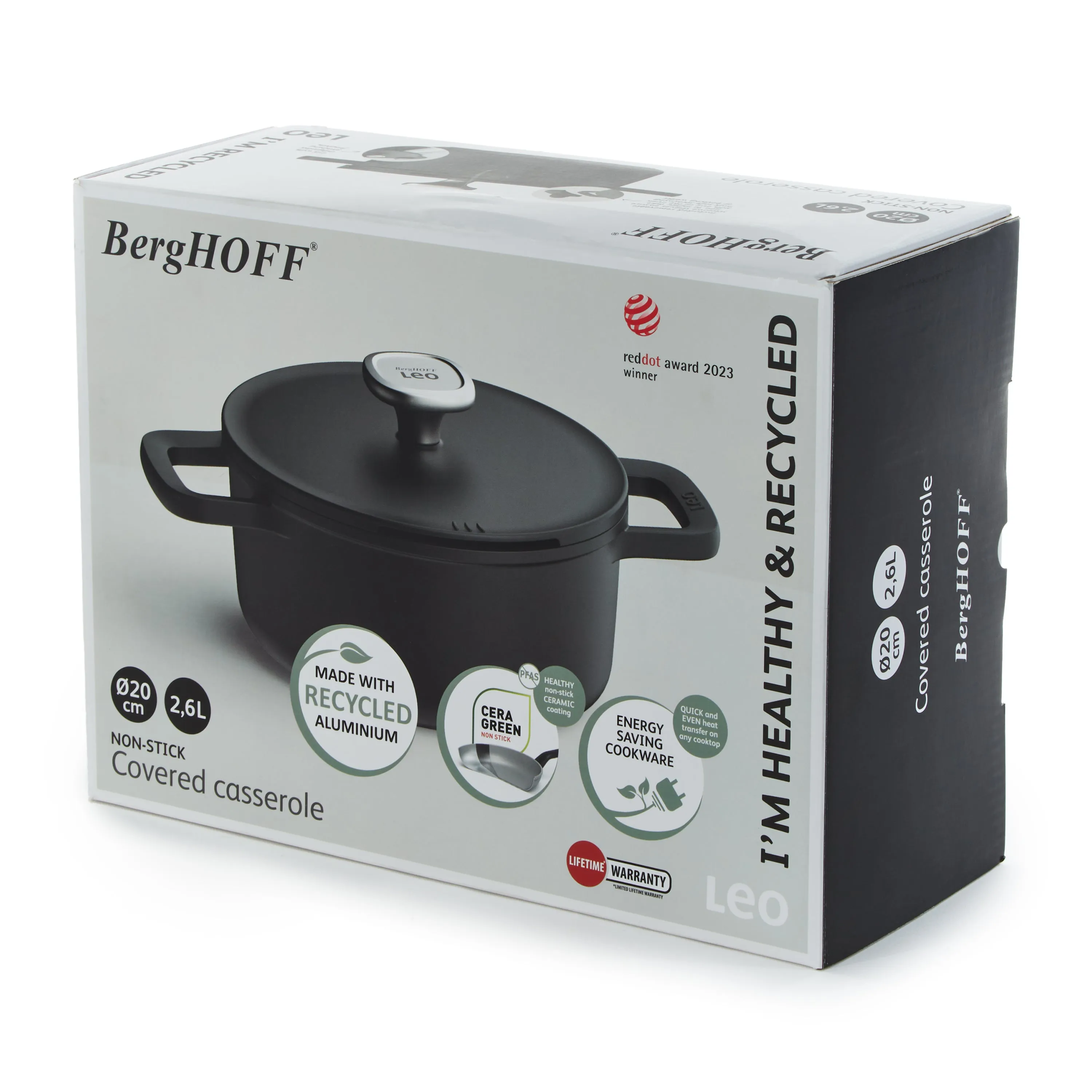 BergHOFF Leo Phantom Nonstick Ceramic 8" Stockpot 2.7qt., Recycled