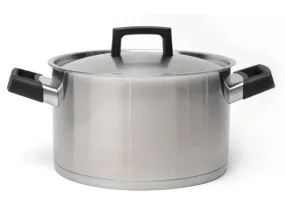 BergHOFF Ron 10" 18/10 Stainless Steel Covered Stockpot 6.8Qt., Black Handles