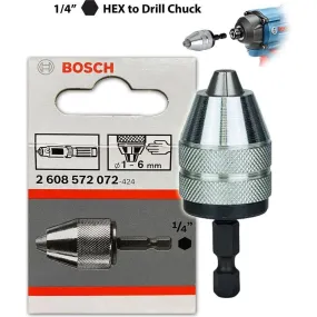 Bosch Keyless Drill Chuck Adapter for 1/4" Hex Shank (Convert Impact Driver to a Drill) [2608572072]