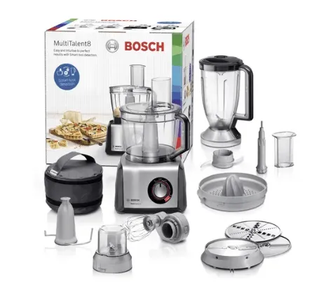 Bosch MC812M853G Food processor MultiTalent 8 1250 W Black, Brushed stainless steel