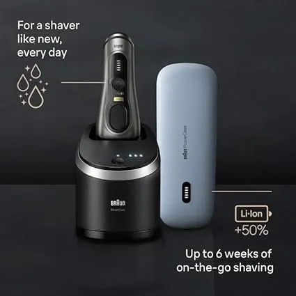 Braun Series 9 Pro  9575cc Wet & Dry shaver with 6-in-1 SmartCare center and PowerCase, Noble Metal