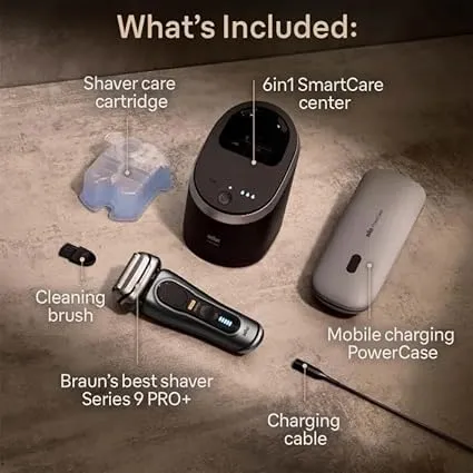 Braun Series 9 Pro  9575cc Wet & Dry shaver with 6-in-1 SmartCare center and PowerCase, Noble Metal