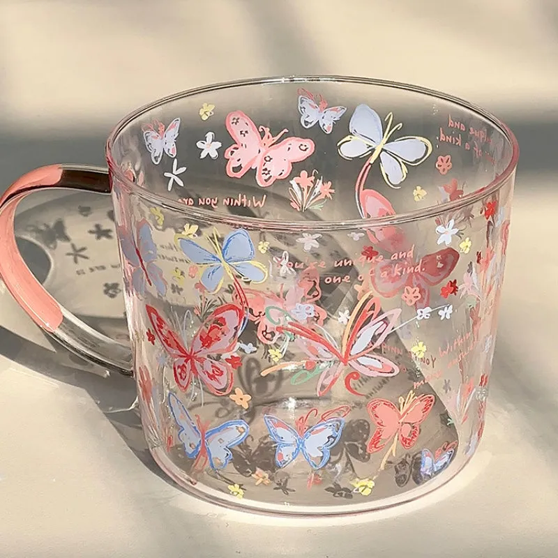 Colorful Butterfly Glass Cup - Kimi