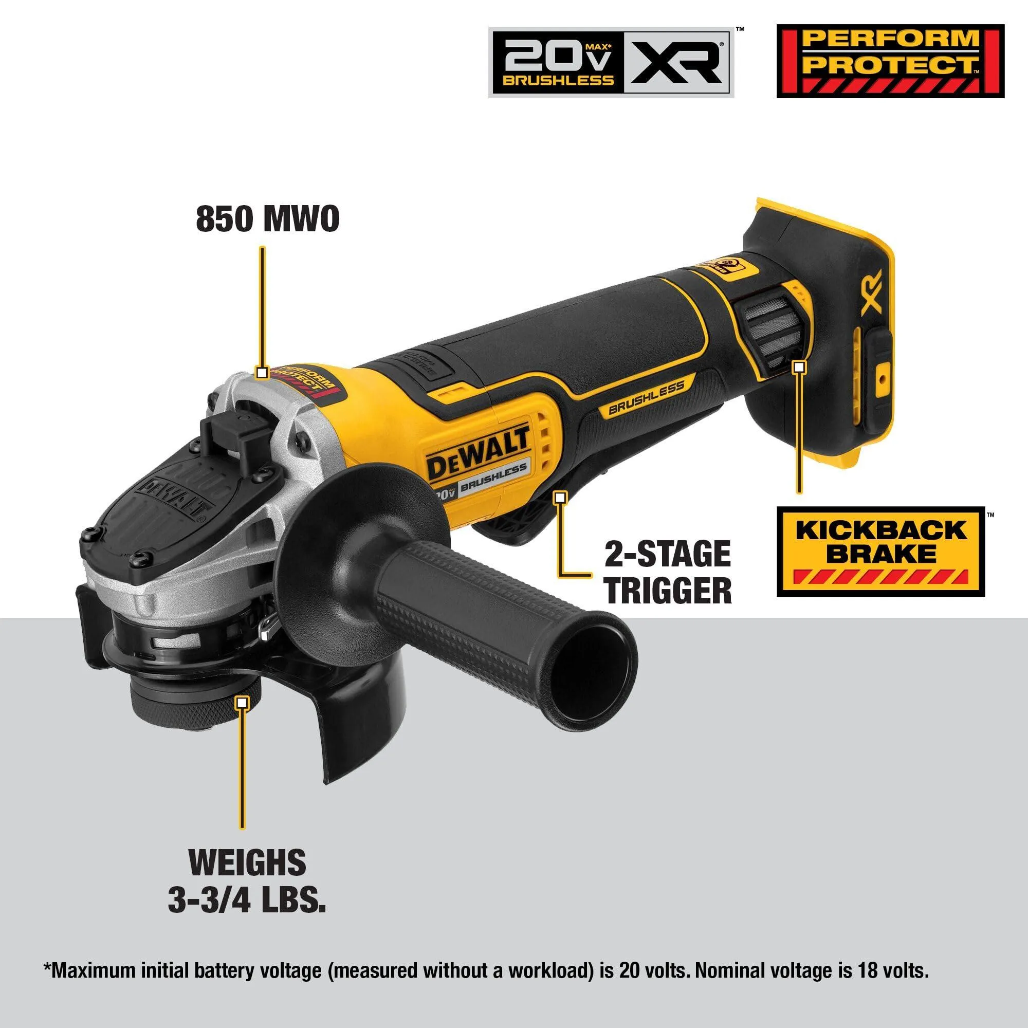 DEWALT 20V MAX* Angle Grinder Tool, Tool Only.