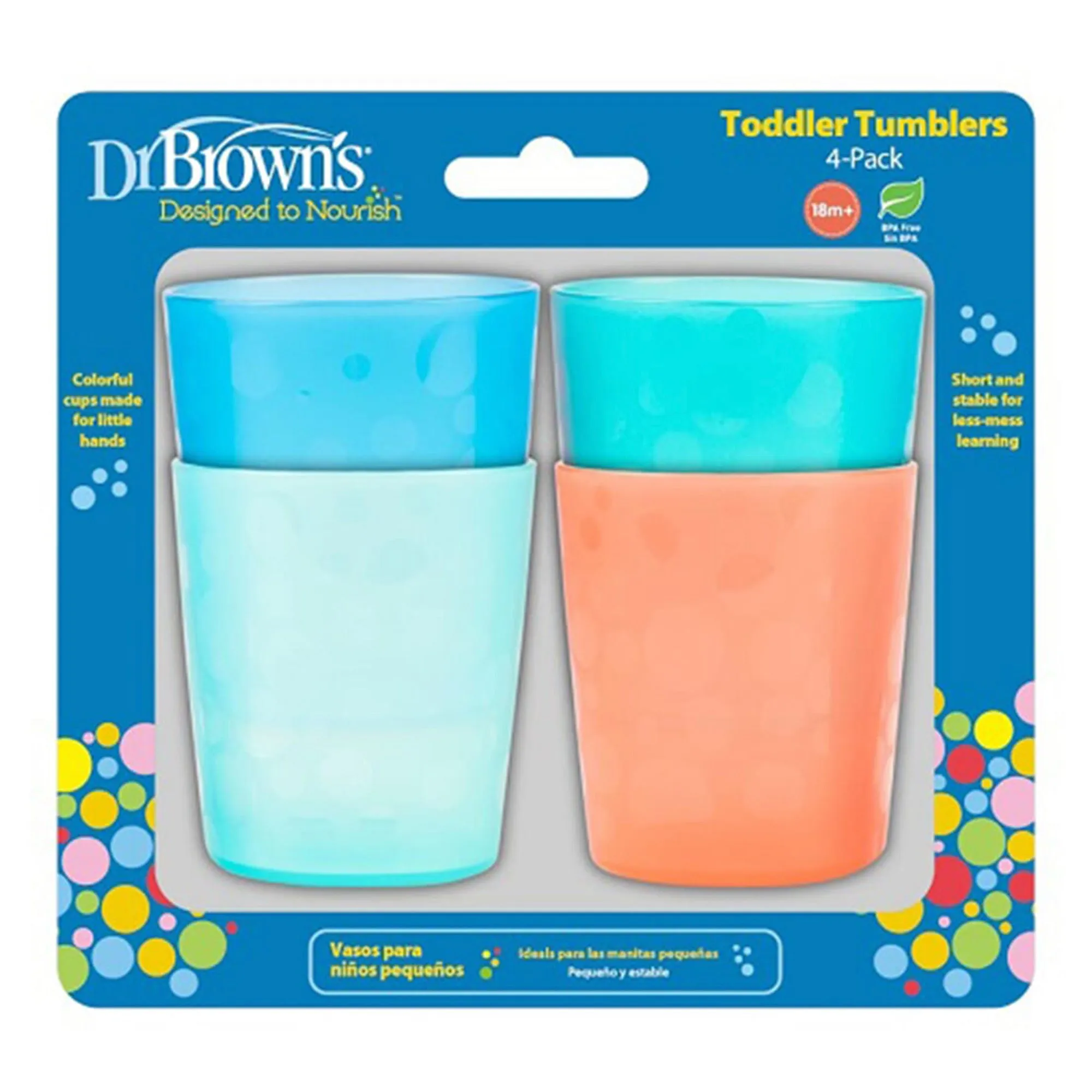 Dr.Brown's Weaning Accessory Toddler Tumblers (Pack of 4) (18 to 48 Months) Multicolor