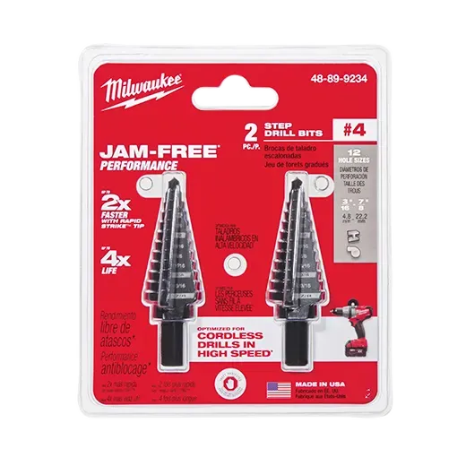 Drill Bit Set - Milwaukee Step Drill Bit Set #4 - 2PC, 48-89-9234