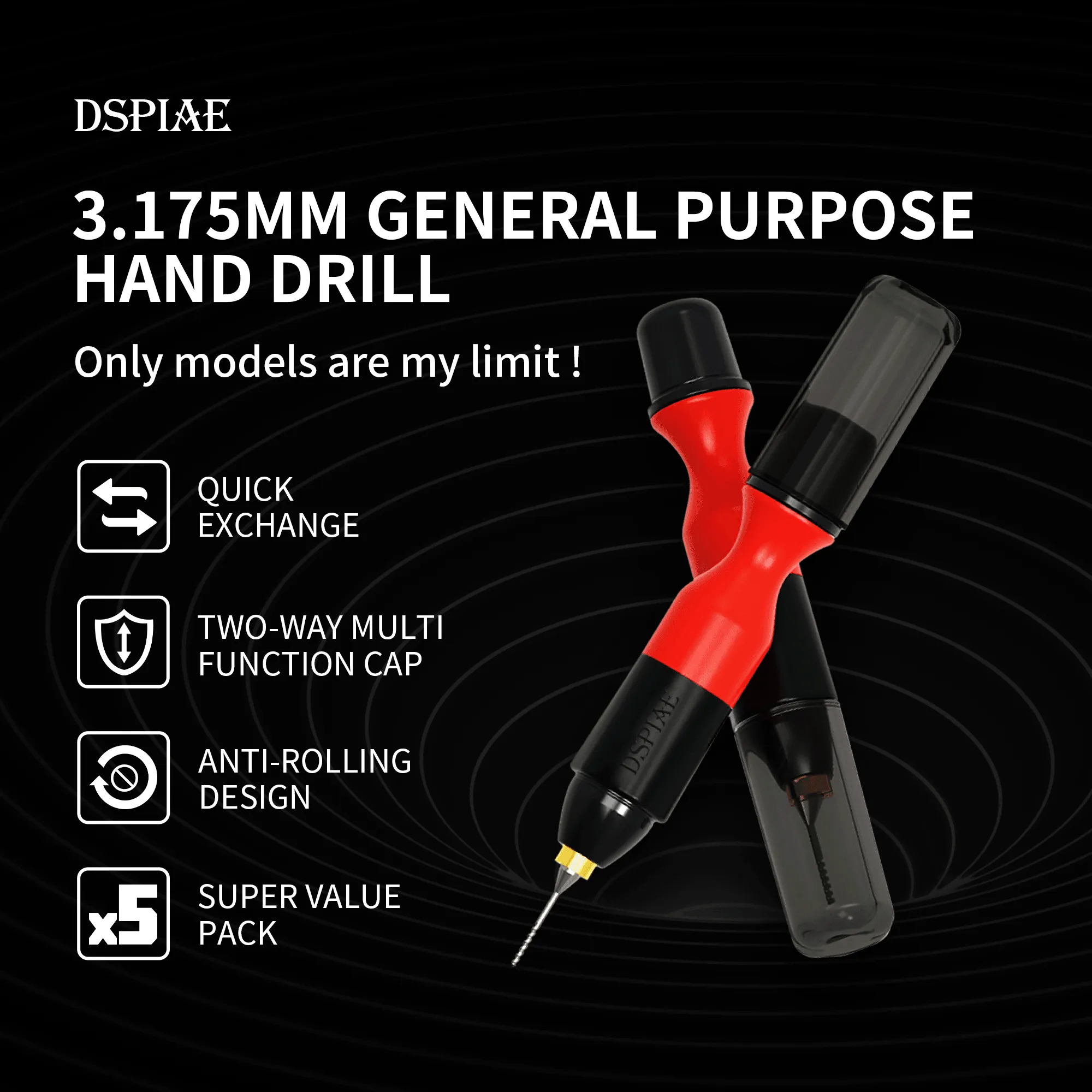 DSPIAE General Purpose Hand Drill Set With 0.5-2.0mm Tungsten Steel Drill Bit PT-HD