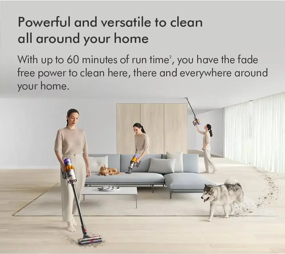 Dyson V15 Total Clean Cordless Stick Vacuum Cleaner - 60 Minutes Run Time, Black