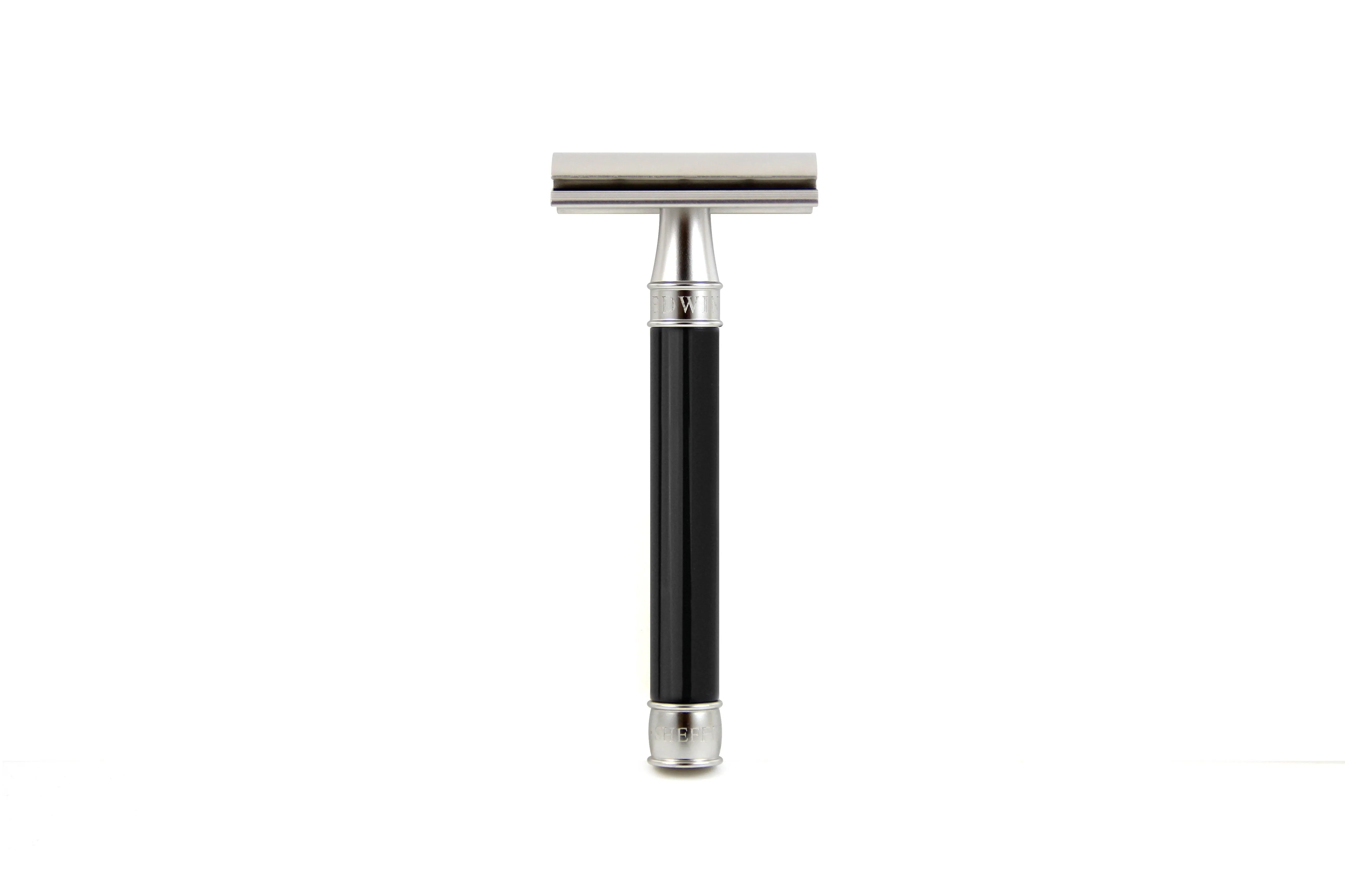 Edwin Jagger - DESSGA6BL 3ONE6 Stainless Steel Double Edge Safety Razor, Anodised Black