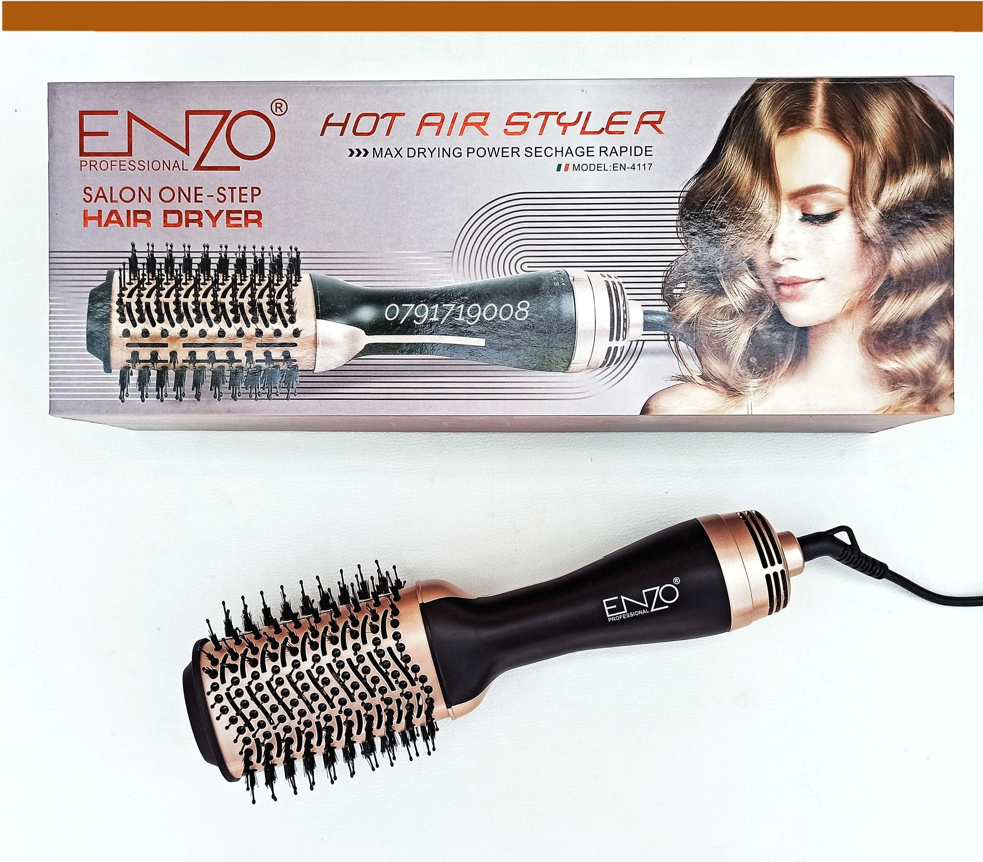 Enzo Hair Styler Hot Air Brush Black