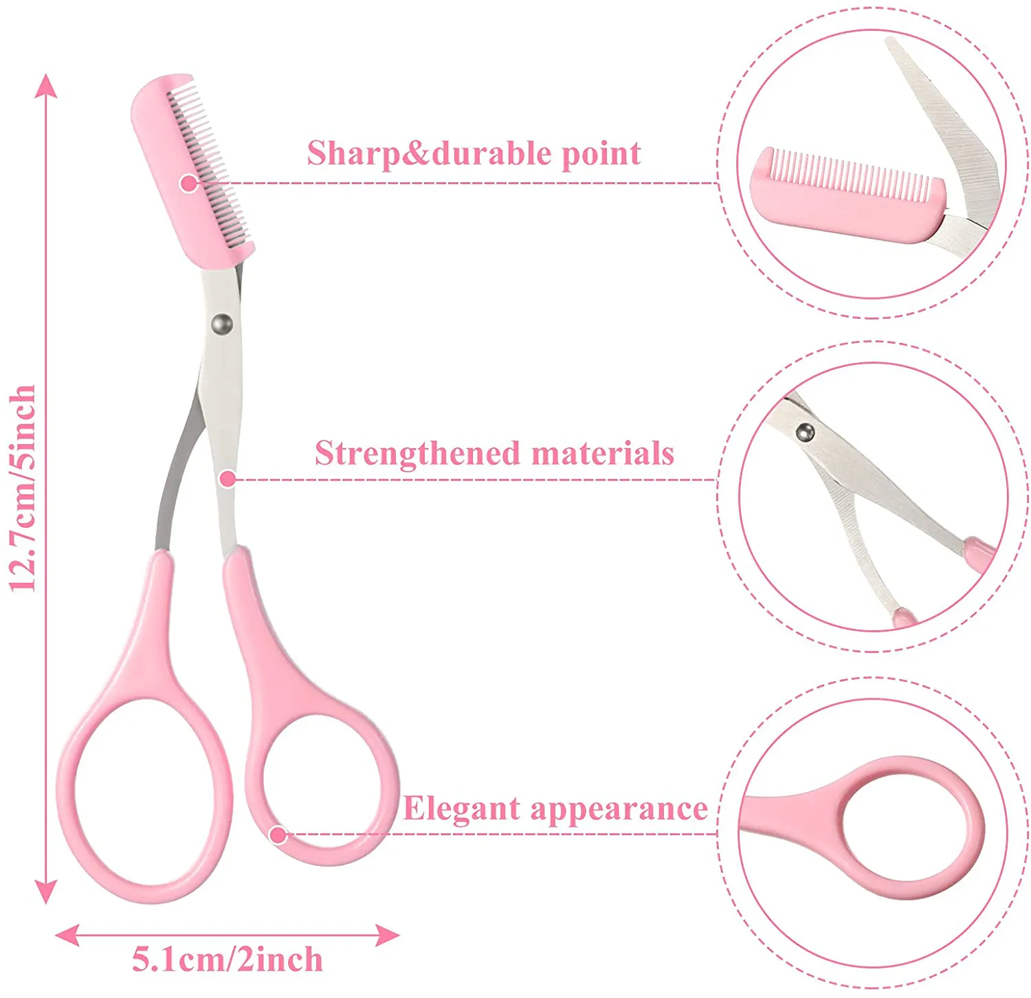 Eyebrow Shaping Cut Scissors Eyebrow Trimmer Scissors with Comb Eyebrow Comb Non Slip Finger Grips Hair Removal Beauty Accessories for Men and Women (Black)