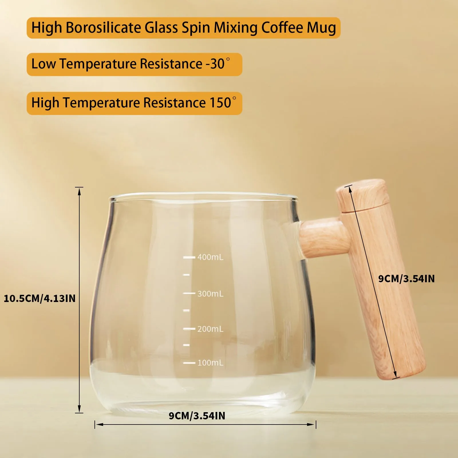 FOXNSK Self Stirring Mug,Electric Mixing Cup Self Stirring Coffee Mug High Borosilicate Glass Mixing Coffee Mug Rotating Home Office Travel Stirring Cup Suitable For Coffee/Milk/Protein Powder,400 ML