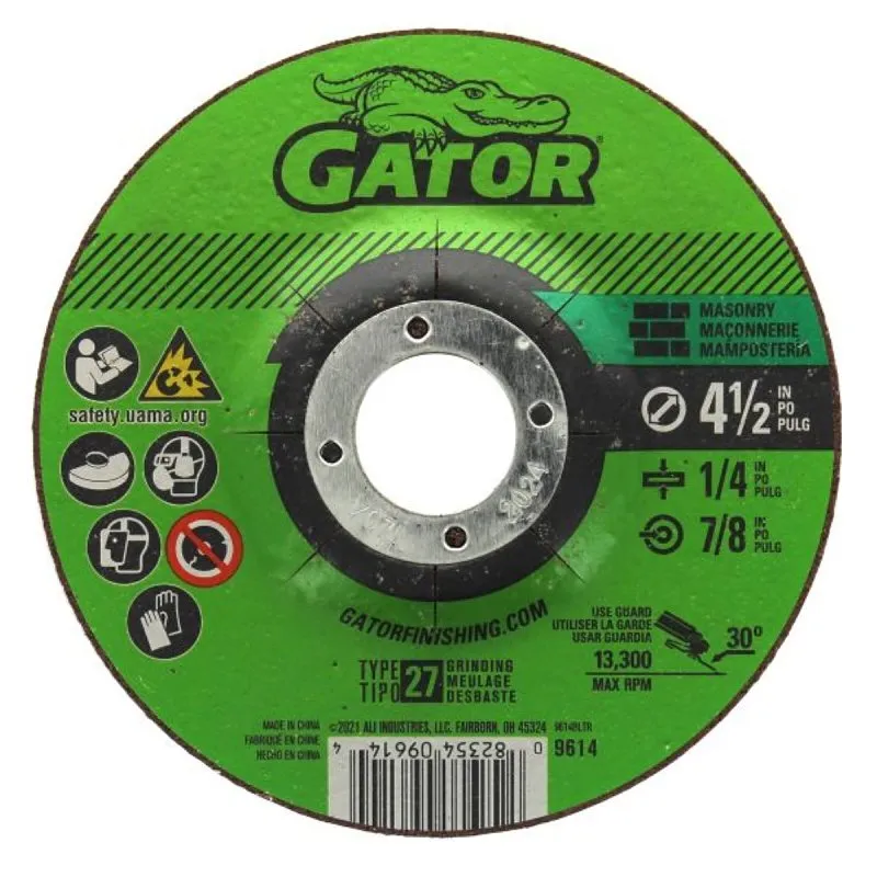 GatorBlade 9614 Cut-Off Wheel, 4-1/2 in Dia, 1/4 in Thick, 7/8 in Arbor, 24 Grit, Silicone Carbide Abrasive :EA: QUANTITY: 1