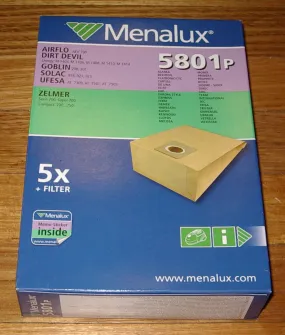 Goblin Laser 200, 201, 203 Compatible Vacuum Cleaner Bags - Menalux Part # 5801P