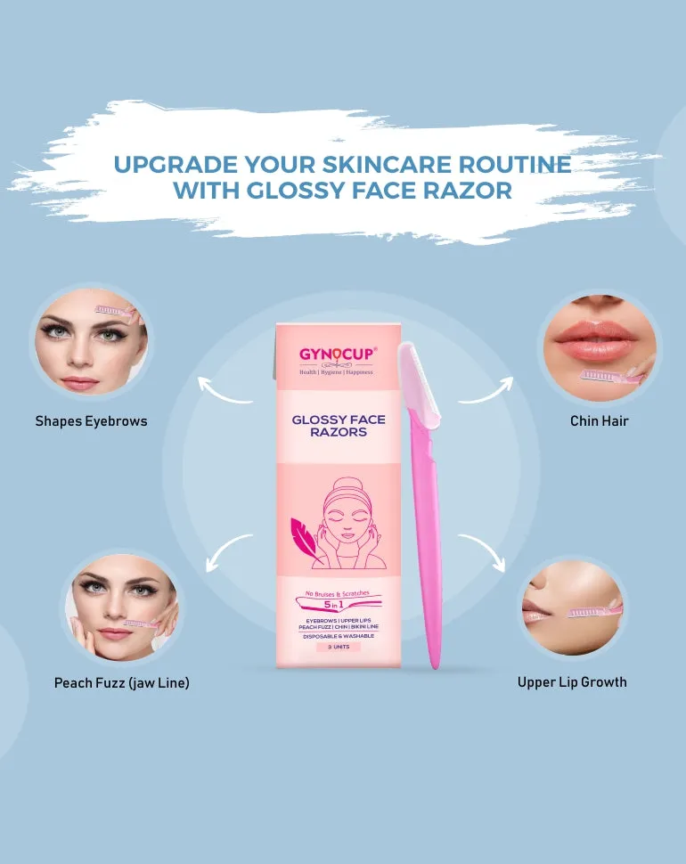 GynoCup Women Glossy Face Razor - Pack of 1 (Includes 3 Razors per Pack)