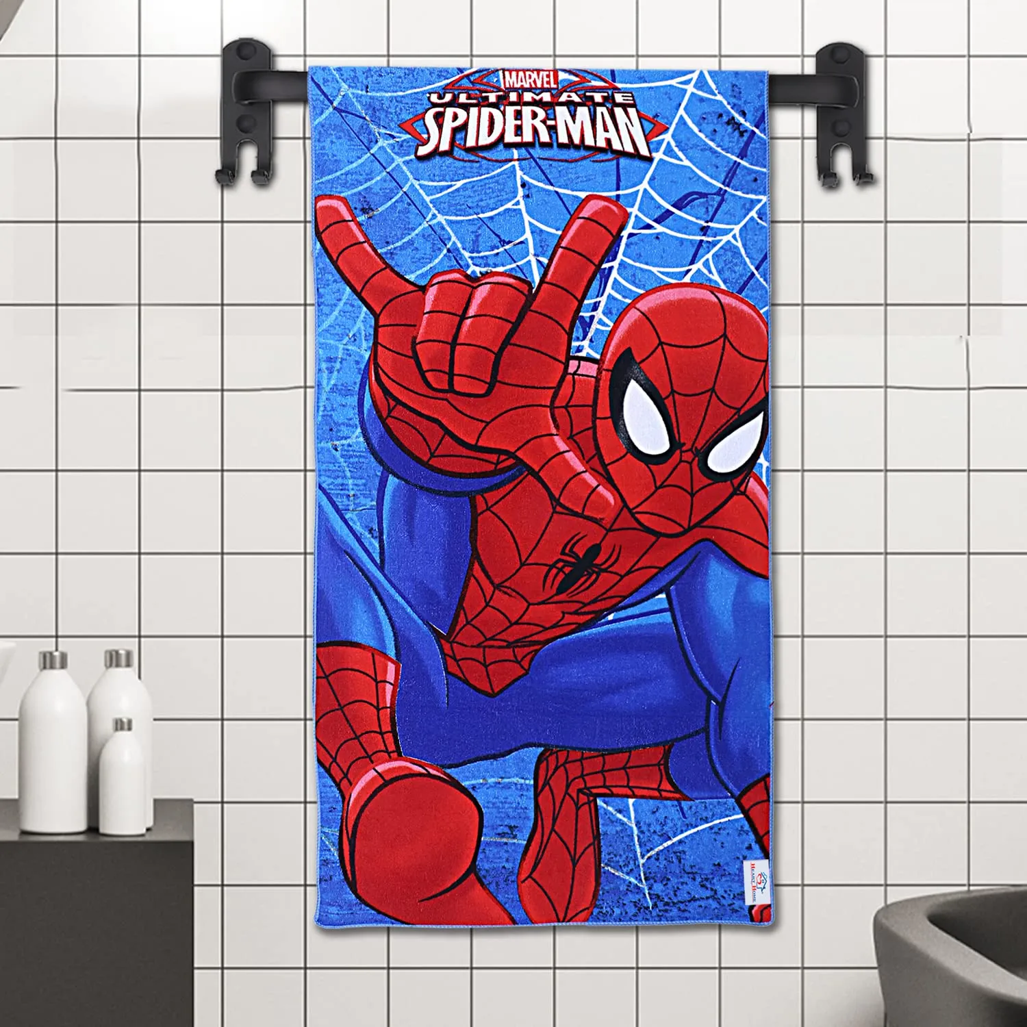 Heart Home Marvel Spiderman Kids Bath Towel|Soft Cotton Towel for Kids|Sides Stitched Baby Towel|400 GSM Toddler Bath Towel|24x48 Inch|Pack of 2 (Red)