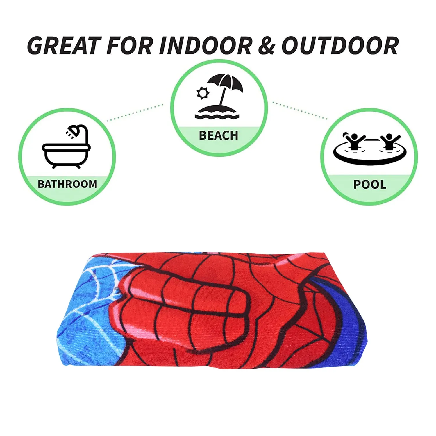 Heart Home Marvel Spiderman Kids Bath Towel|Soft Cotton Towel for Kids|Sides Stitched Baby Towel|400 GSM Toddler Bath Towel|24x48 Inch|Pack of 2 (Red)