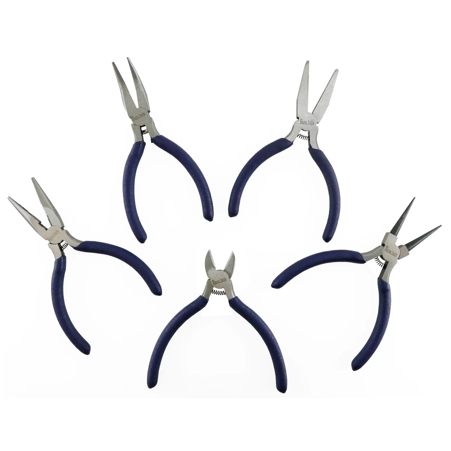 HT-515 Flora Pliers Set - flat-nose, round-tip, bent-nose, long-nose pliers and diagonal wire cutter - 5 pcs