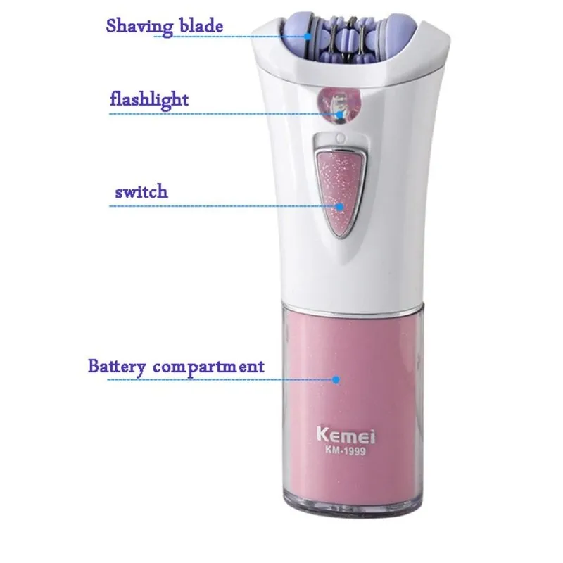 KEMEI Mini Electric Epilator Lady Armpit Hair Shaver Travel Bikini Hair Removal