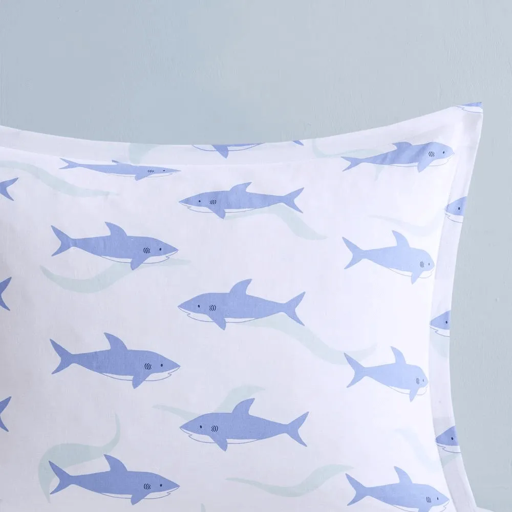 Kids' Cotton Stripe & Shark Comforter Set